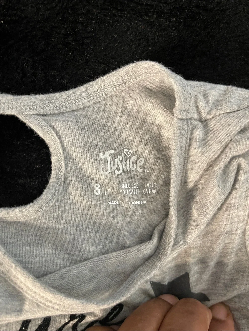 Justice Grey Long-Sleeve 'Future Leader' Top with Pink & Black Stars